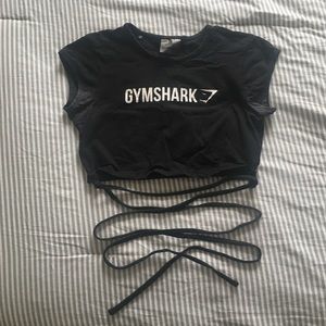 Gymshark Cap Sleeve Ribbon Tie Crop Top